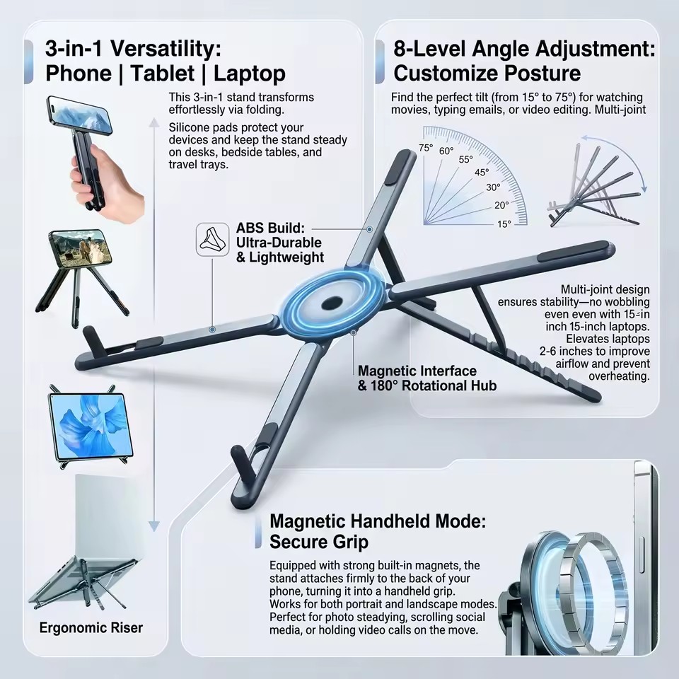 Essential Tablet Accessories - Przenośny magnetyczny uchwyt na telefon i